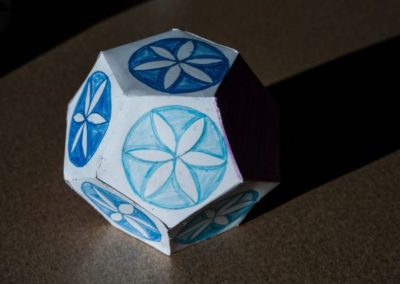 Students integrate visual arts with math as beautiful geometric forms are created to illustrate what they are learning.